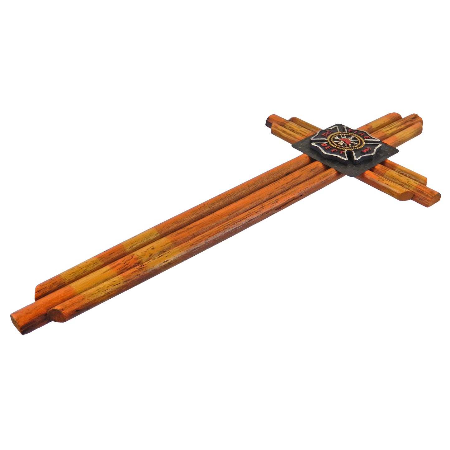Fireman Hose Wooden Decorative Wall Cross Maltese Fire Department Emblem 18 inch