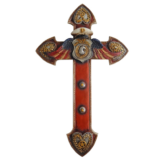 Rustic U.S. Marine Corps Wall Cross United States Flag Eagle Wings Shield Stars