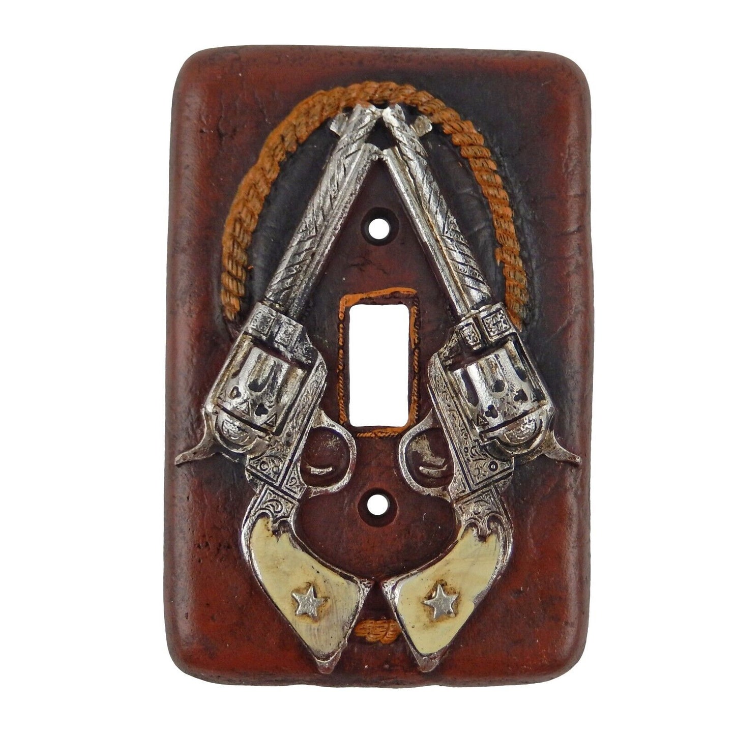Western Sheriff Rustic Double Pistols Rope Star Wall Plate & Outlet Covers