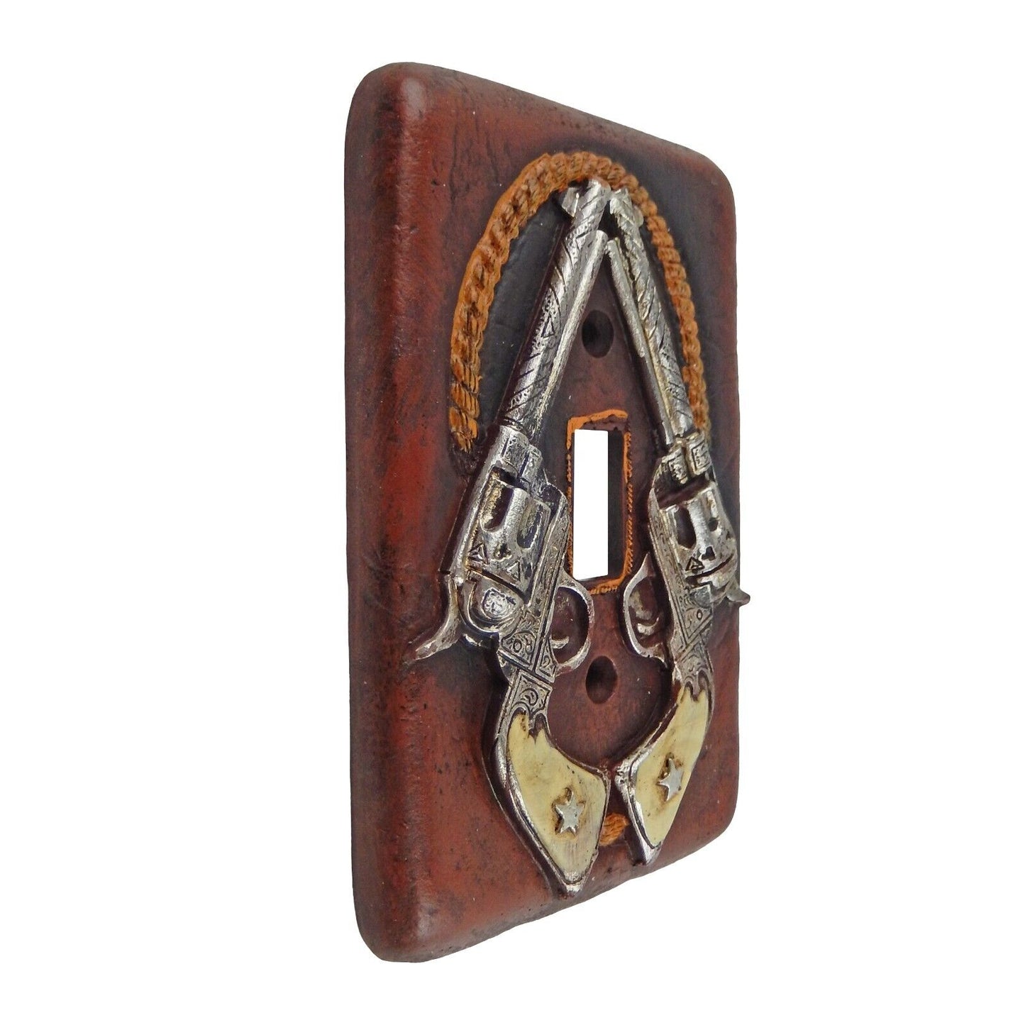 Western Sheriff Rustic Double Pistols Rope Star Wall Plate & Outlet Covers