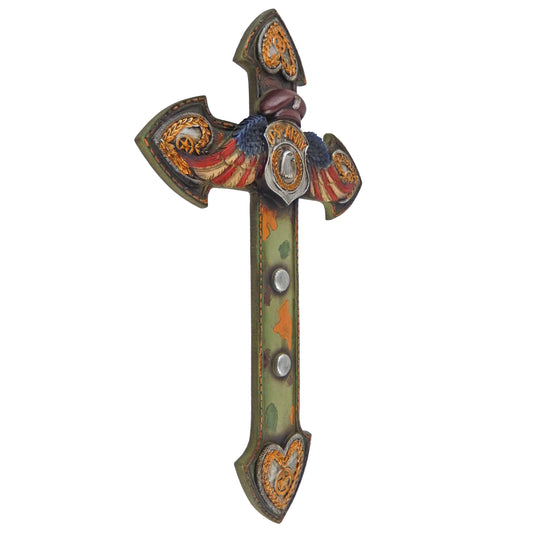 United States Camo Army Decorative Wall Cross Eagle Shield American Flag Wings
