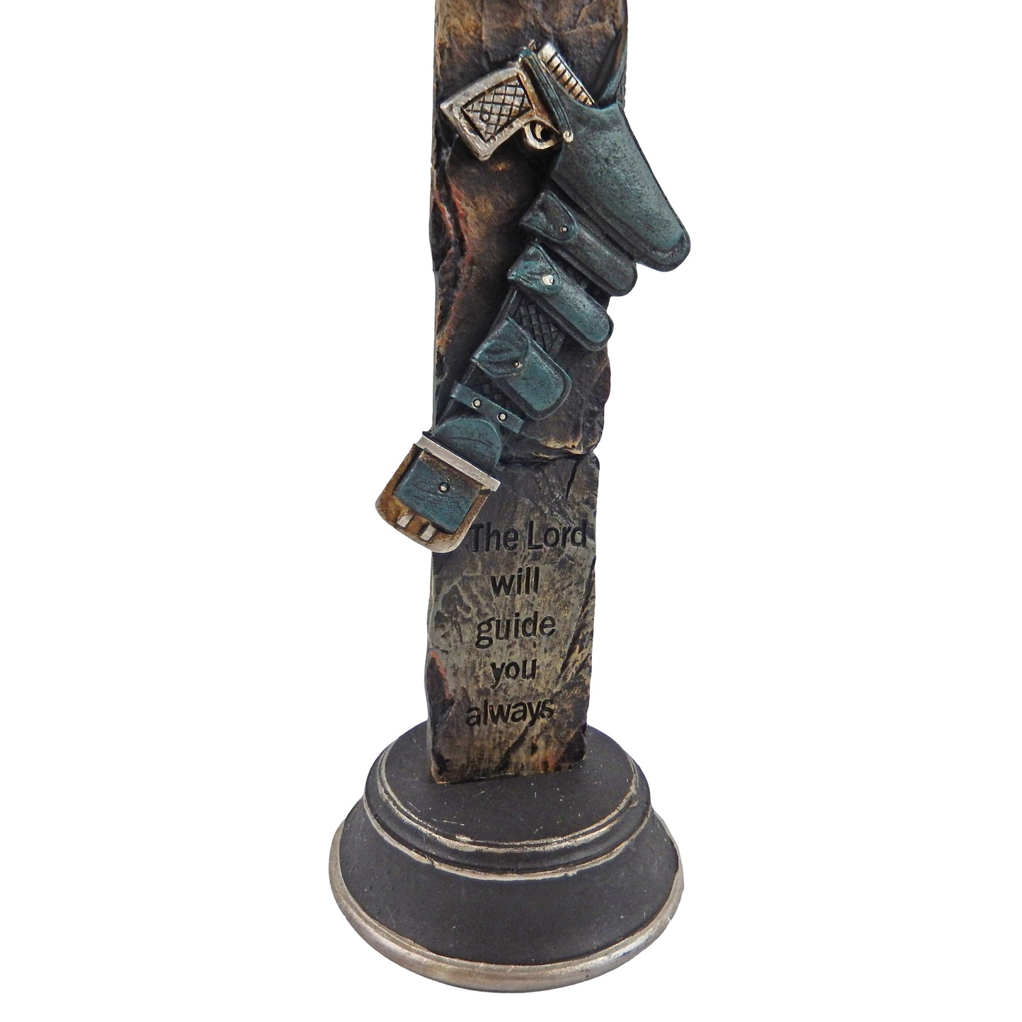 Policeman Standing Pedestal Shelf Cross Inspirational American Eagle Holster 13 inch