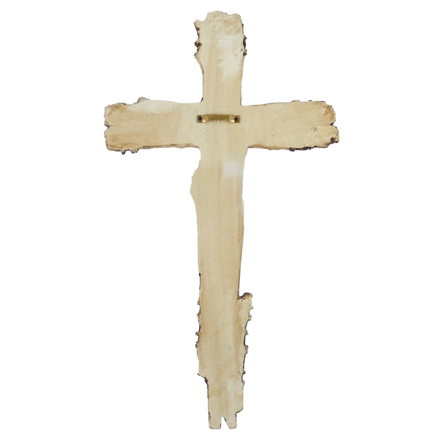 Red Stone Wall Cross Faux Wood Look Wrapped Faux Wire Blue Stone Inlay Layered