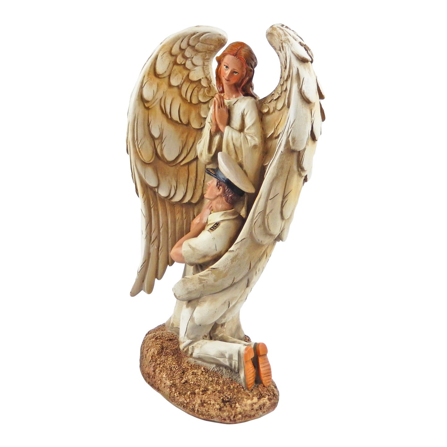 Navy Sailor Winged Guardian Angel Statue Figurine Military Religious Decor