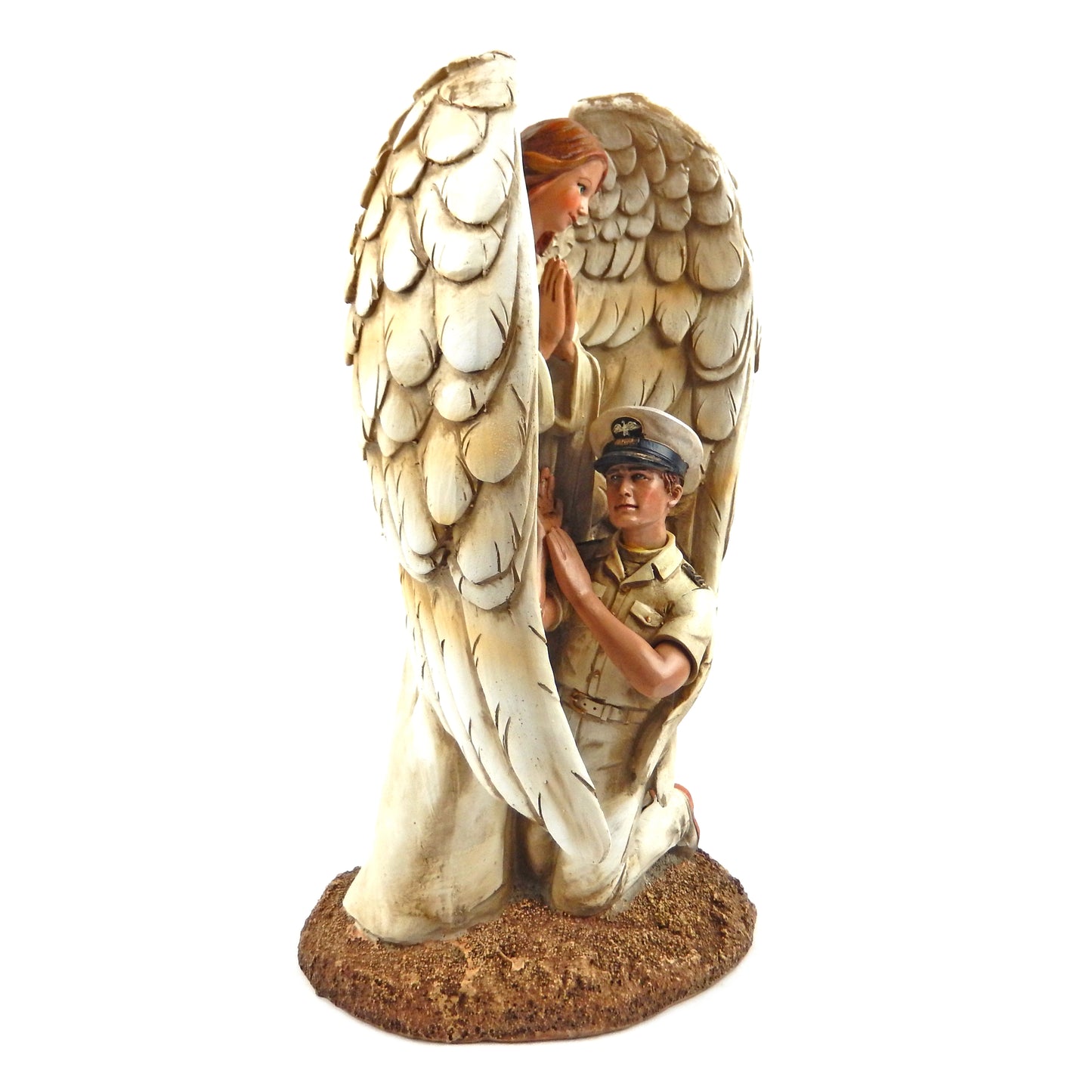 Navy Sailor Winged Guardian Angel Statue Figurine Military Religious Decor