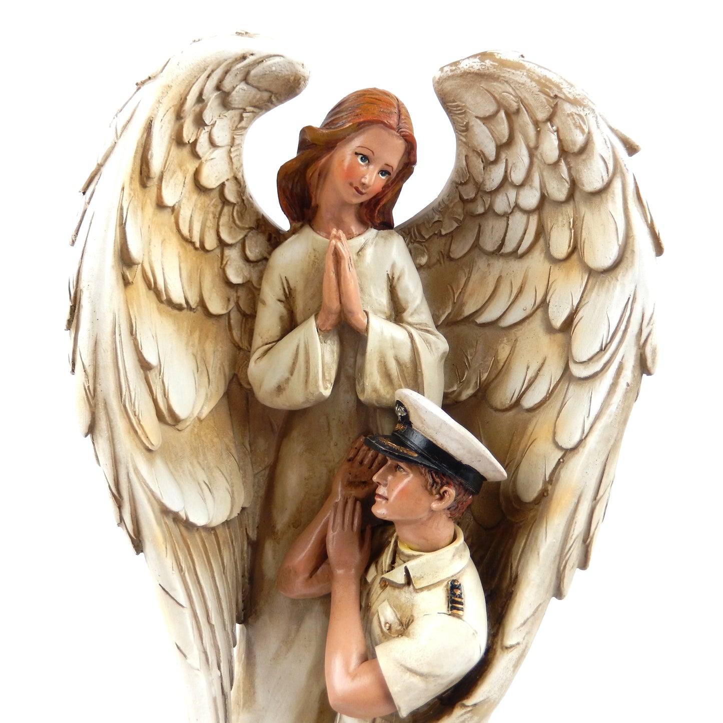 Navy Sailor Winged Guardian Angel Statue Figurine Military Religious Decor