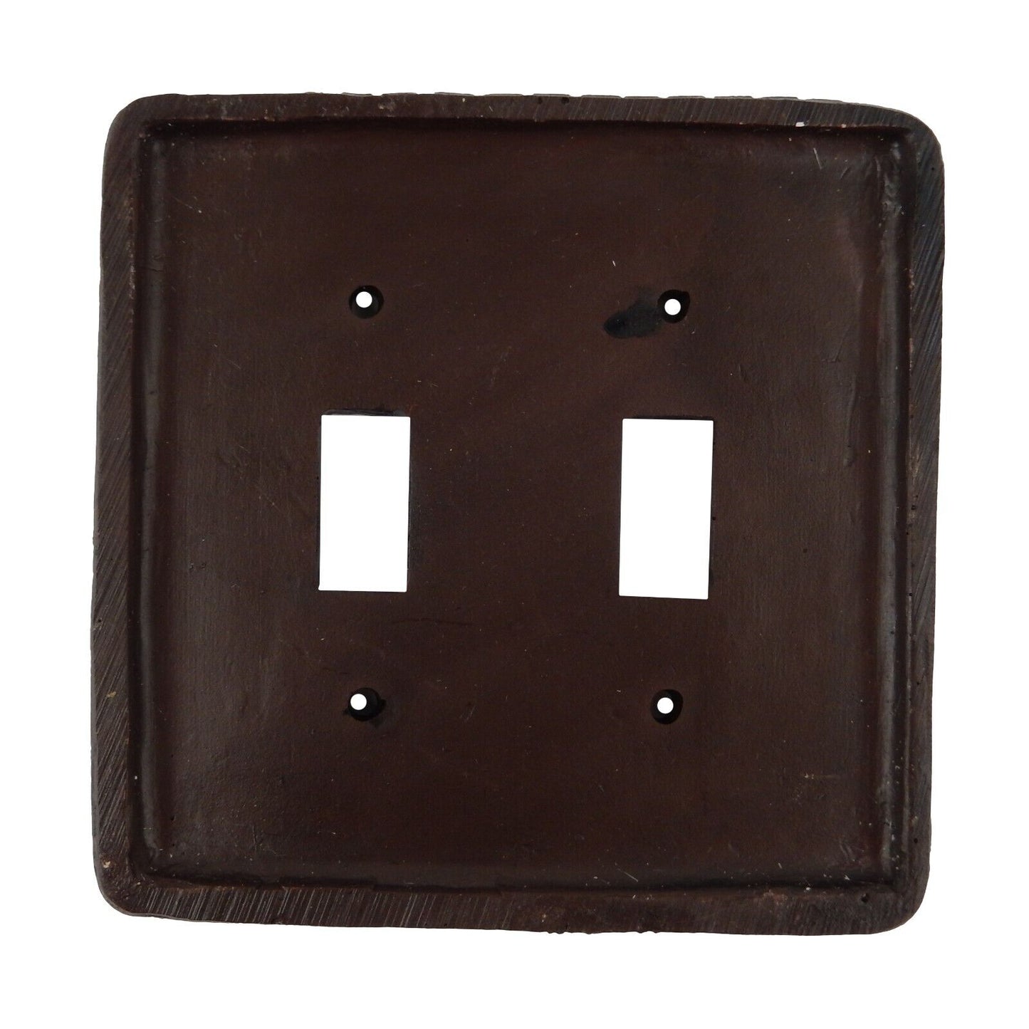 Western Weave Pattern Wall Plate Cover Double Toggle Switch Silver Accents