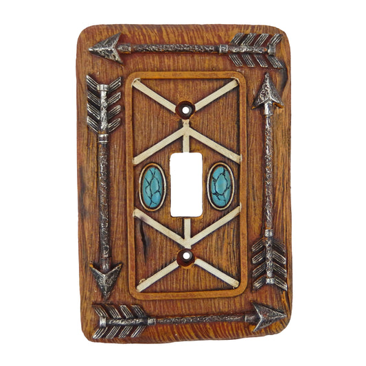 Southwestern Turquoise Arrows Switch Toggle Wall Plate Covers Wood Look