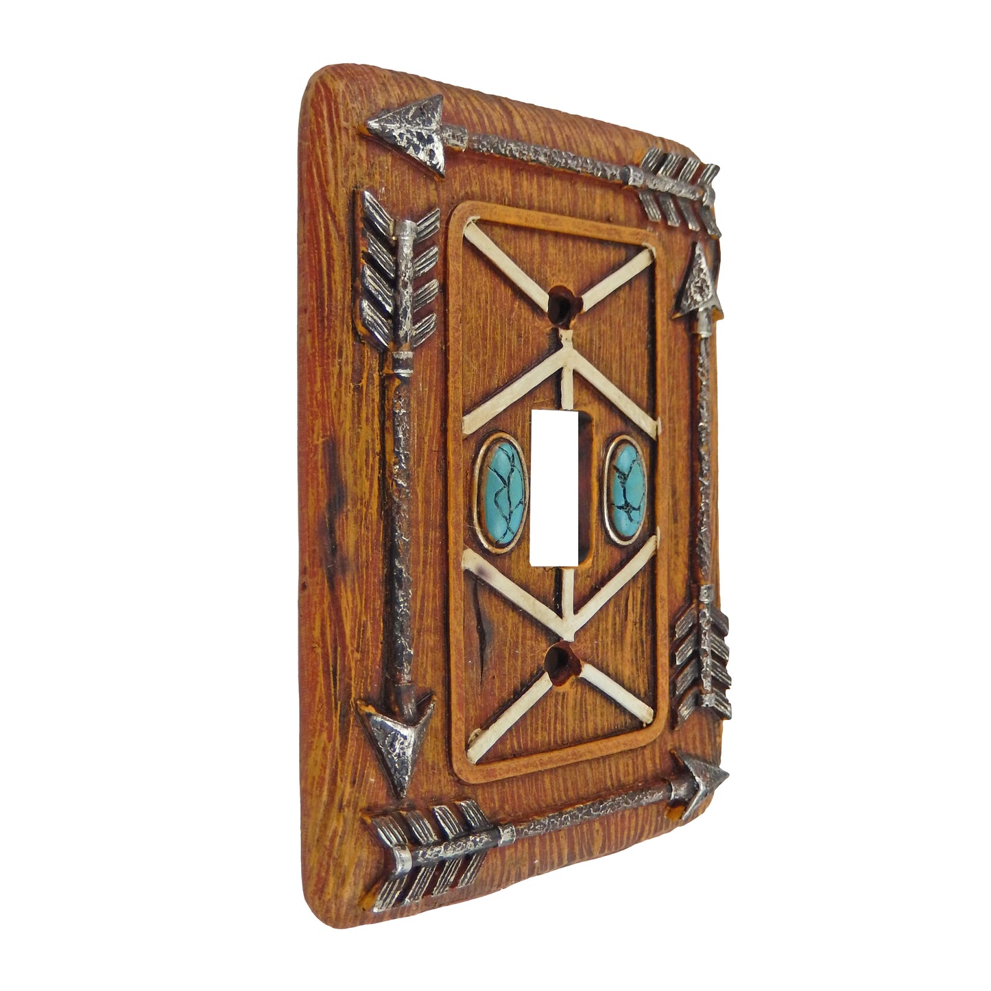 Southwestern Turquoise Arrows Switch Toggle Wall Plate Covers Wood Look