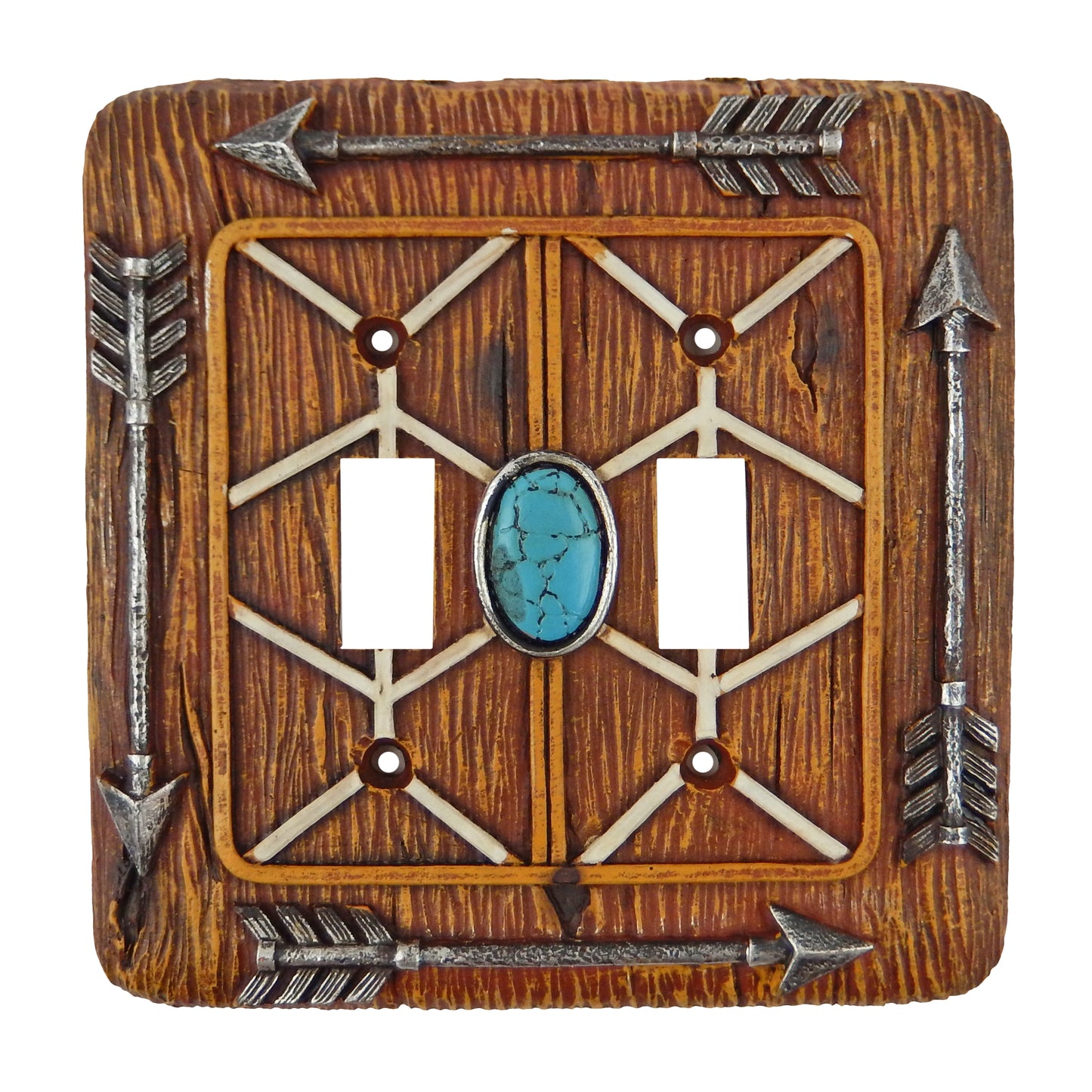 Southwestern Turquoise Arrows Switch Toggle Wall Plate Covers Wood Look