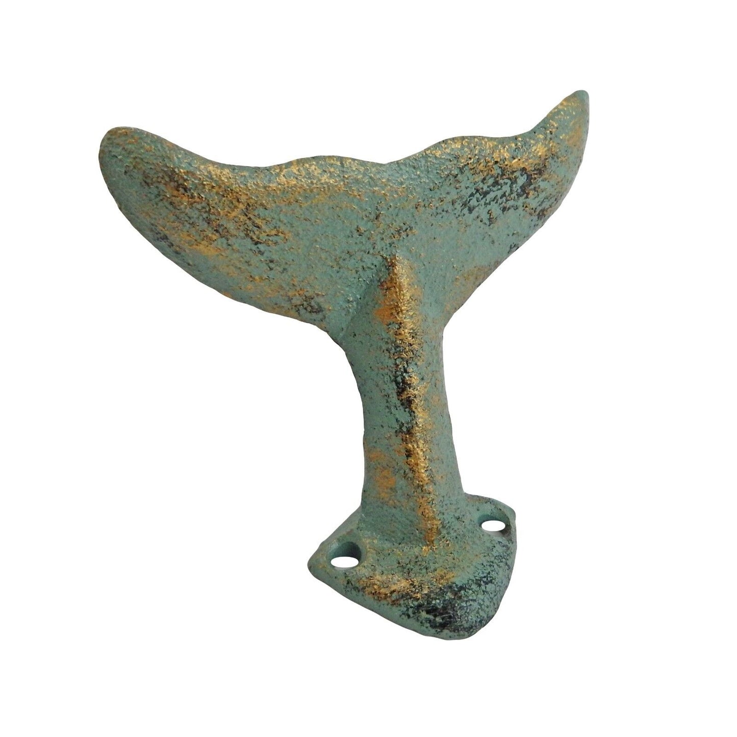 Cast Iron Whale Tail Wall Hook Nautical Bathroom Door Towel Coat Hanger Green