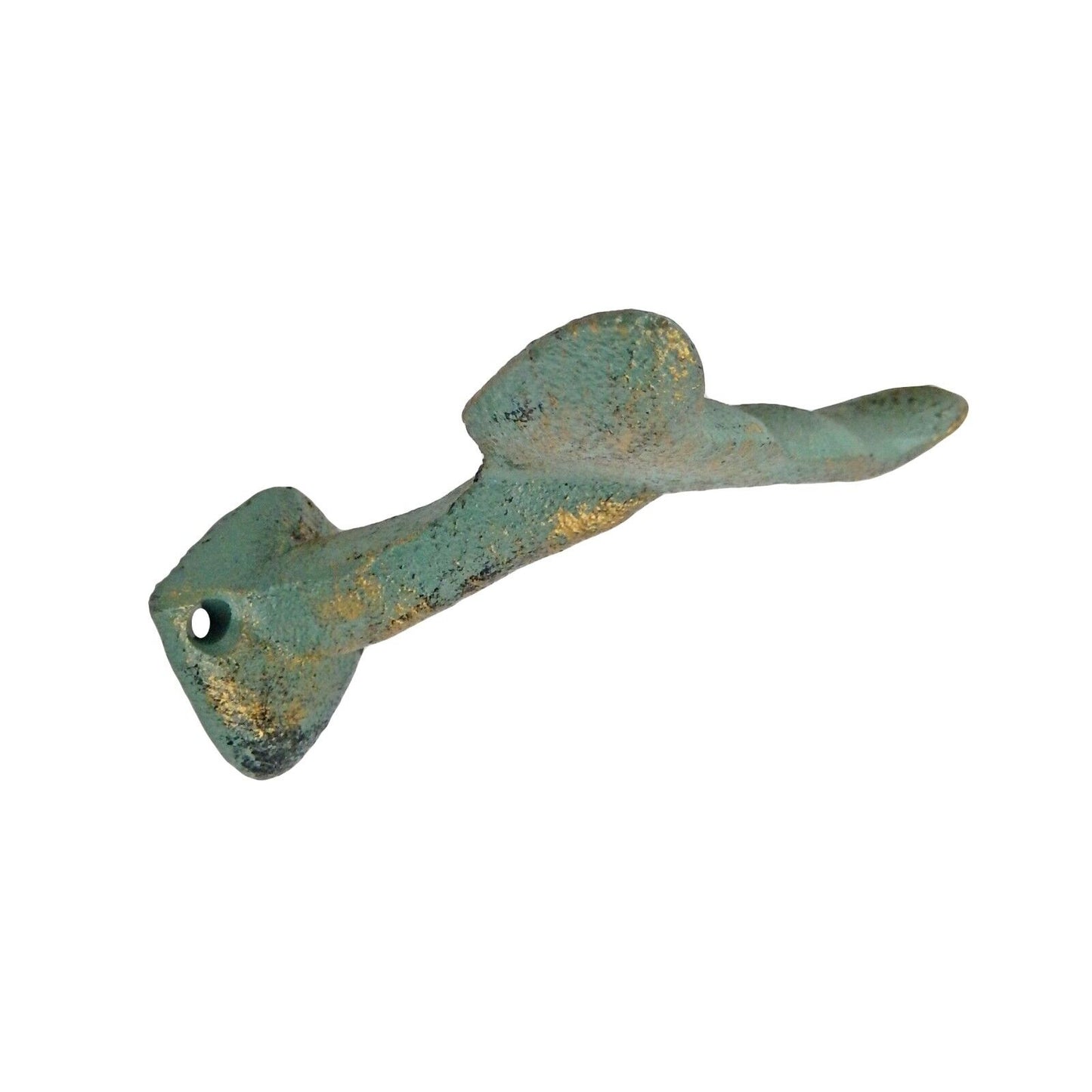Cast Iron Whale Tail Wall Hook Nautical Bathroom Door Towel Coat Hanger Green