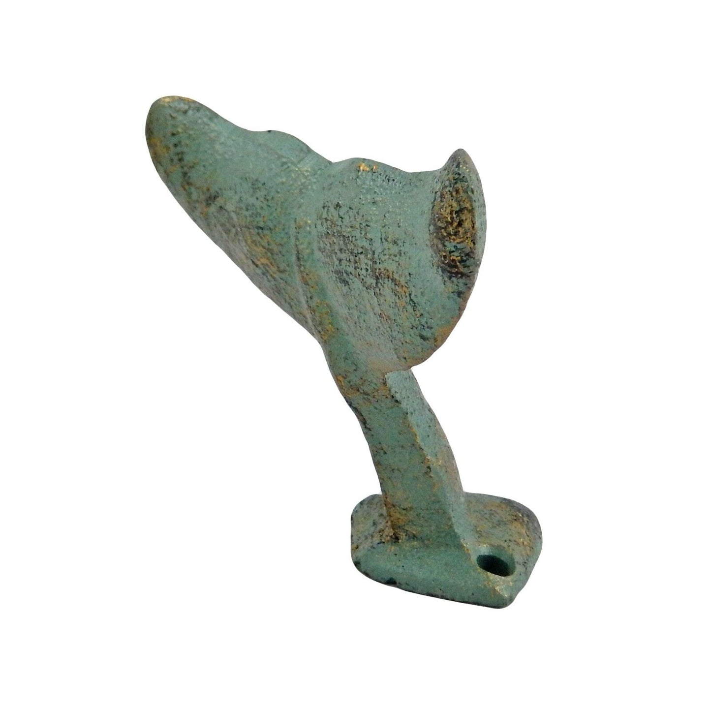 Cast Iron Whale Tail Wall Hook Nautical Bathroom Door Towel Coat Hanger Green