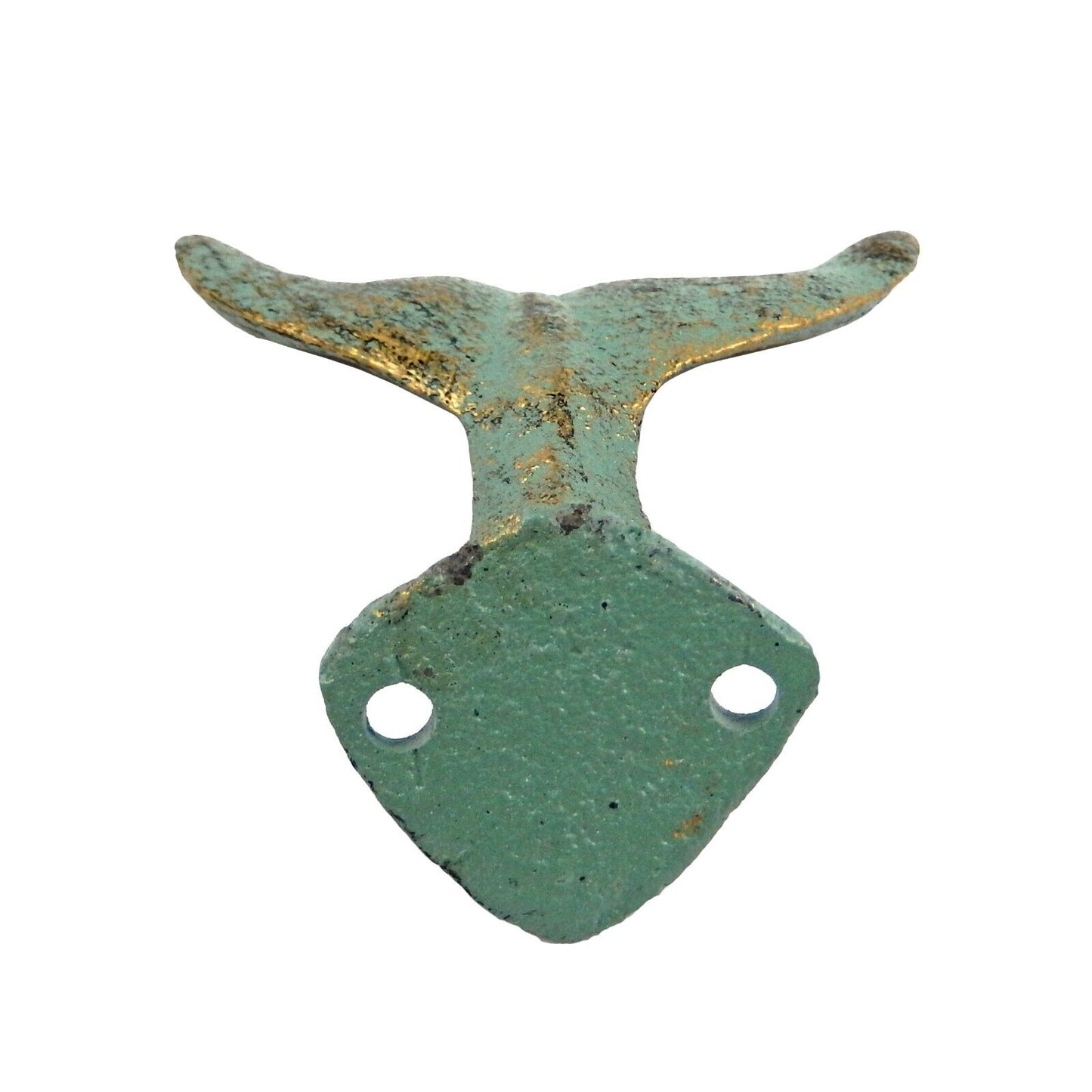 Cast Iron Whale Tail Wall Hook Nautical Bathroom Door Towel Coat Hanger Green