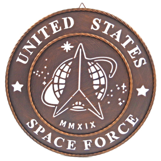 Space Force Metal Sign Wall Decor U.S. Military Brushed Bronze Finish 17.5 inch