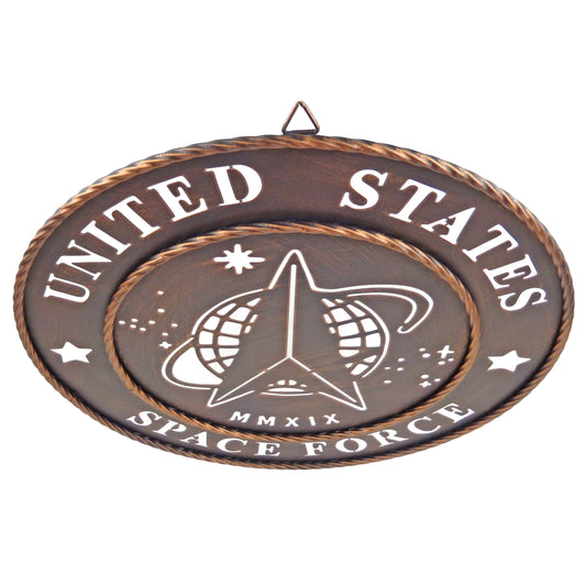 Space Force Metal Sign Wall Decor U.S. Military Brushed Bronze Finish 17.5 inch