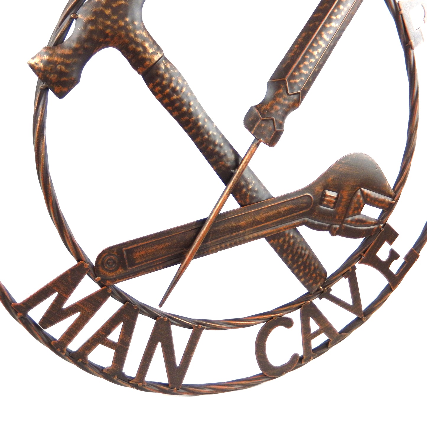 Metal Man Cave Welcome Wall Decor Wrench Hammer Screwdriver Mechanic Garage Brown 24 inch
