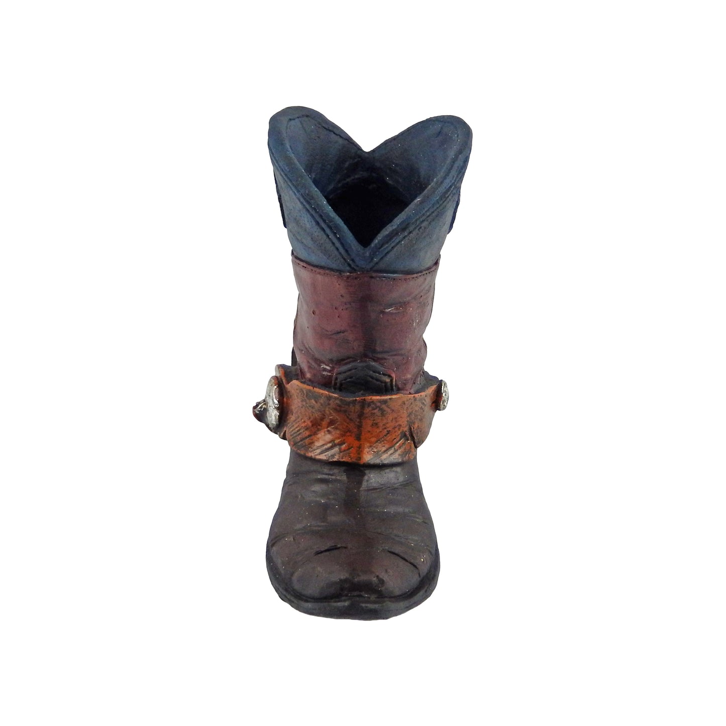 Rustic Mini Texas Flag Boot Vase Toothpick Pen Holder Tiny Cowboy 4 inch Tall