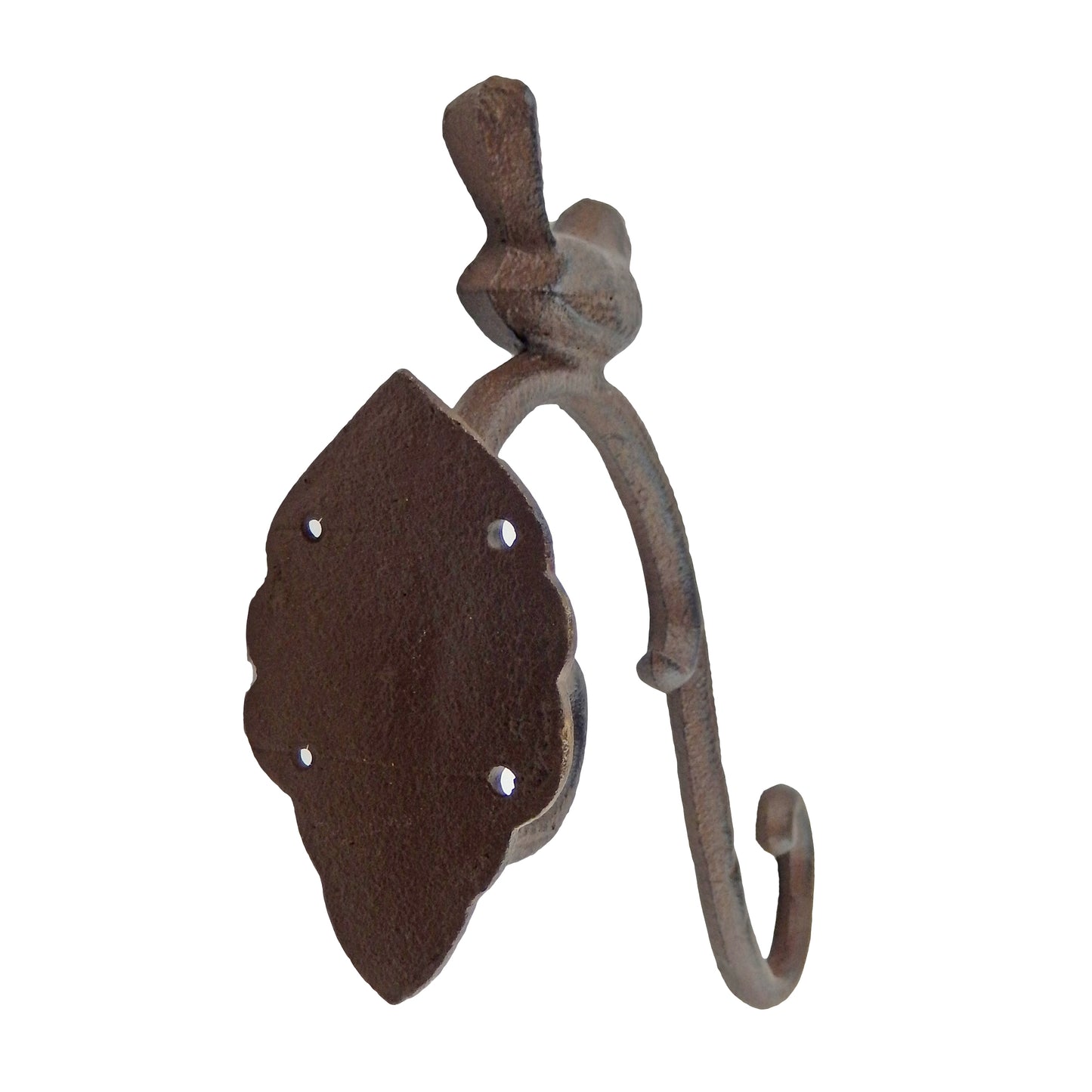 Cast Iron Bird Plant Hanger Hook Vines Scrolls Bracket Rustic Brown 10.5 inch