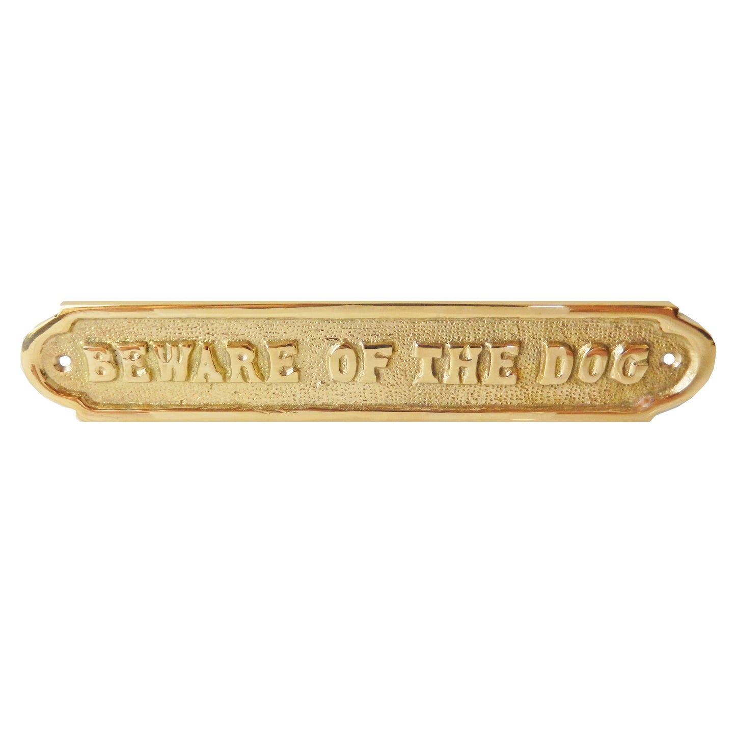 Beware of The Dog Solid Brass Sign Embossed Letters Screws Included 8 1/2"