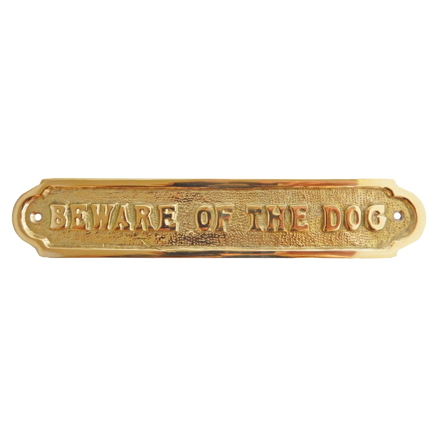 Beware of The Dog Solid Brass Sign Embossed Letters Screws Included 8 1/2"
