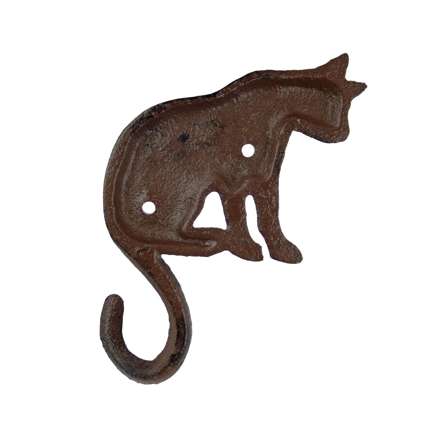 Cat Tail Key Hook Cast Iron Towel Coat Hanger Wall Mounted Antique Style Brown