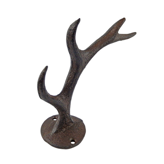 Cast Iron Deer Buck Antler Wall Hook Key Towel Coat Hat Hanger Cabin Lodge Decor