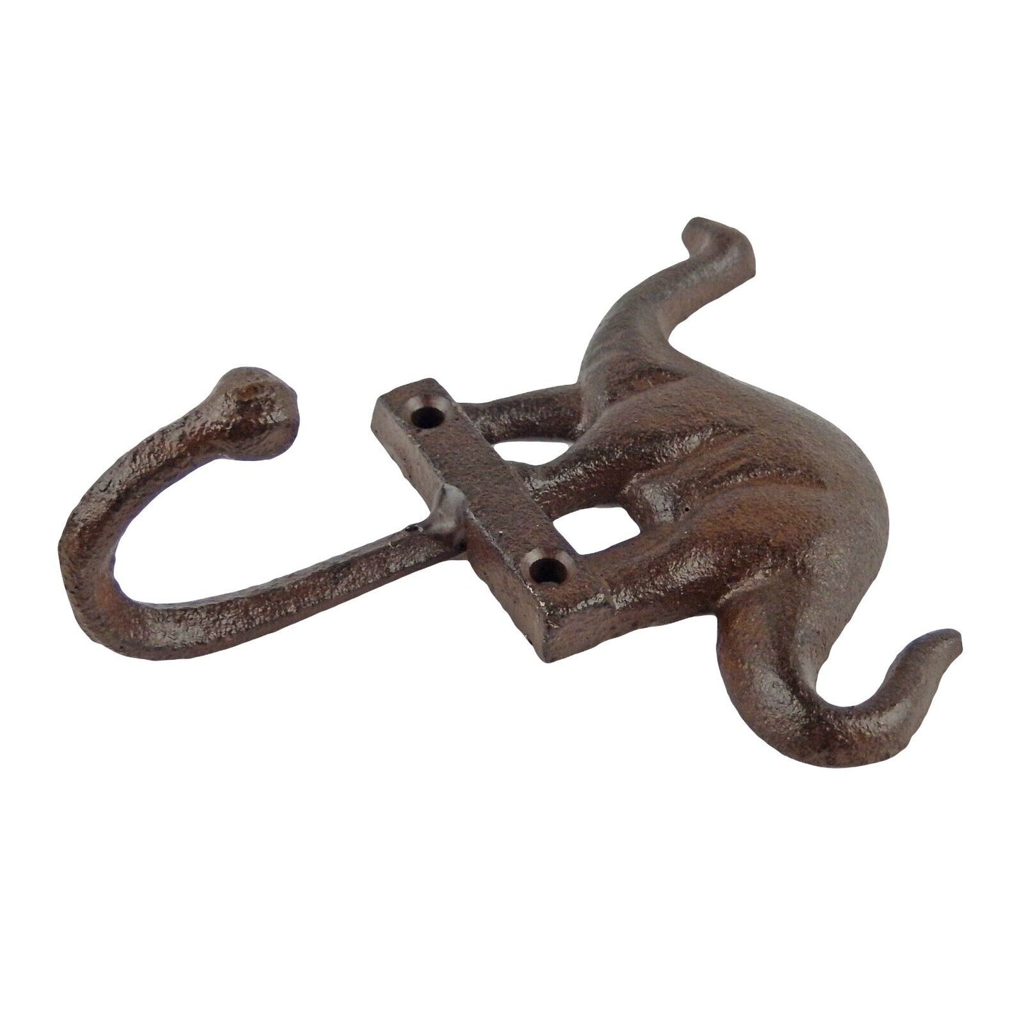 Dinosaur Wall Hook Cast Iron Key Towel Coat Dog Leash Hanger Rustic Brown Finish