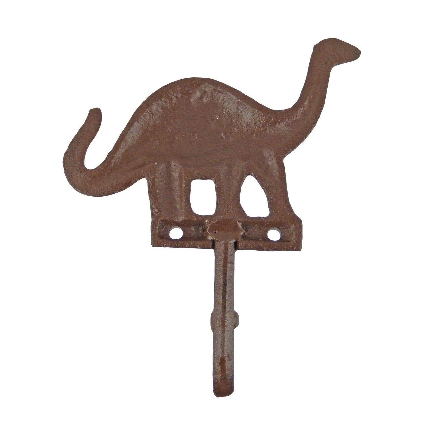 Dinosaur Wall Hook Cast Iron Key Towel Coat Dog Leash Hanger Rustic Brown Finish