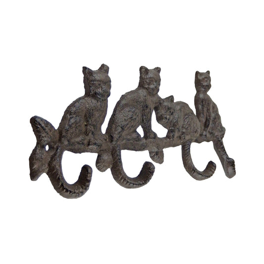 Cast Iron Cat Tail Wall Hook Rack Heavy Duty Key Towel Coat Hanger Rustic Brown