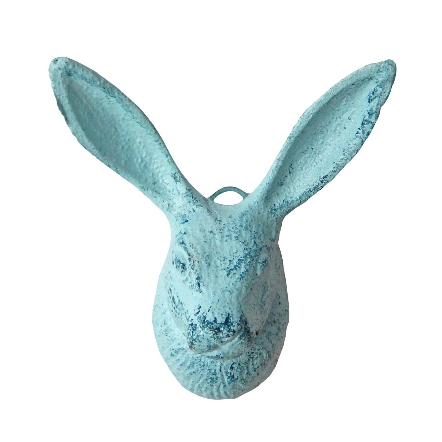 Cast Iron Bunny Rabbit Ears Wall Hook Coat Towel Hanger Rustic Blue Finish