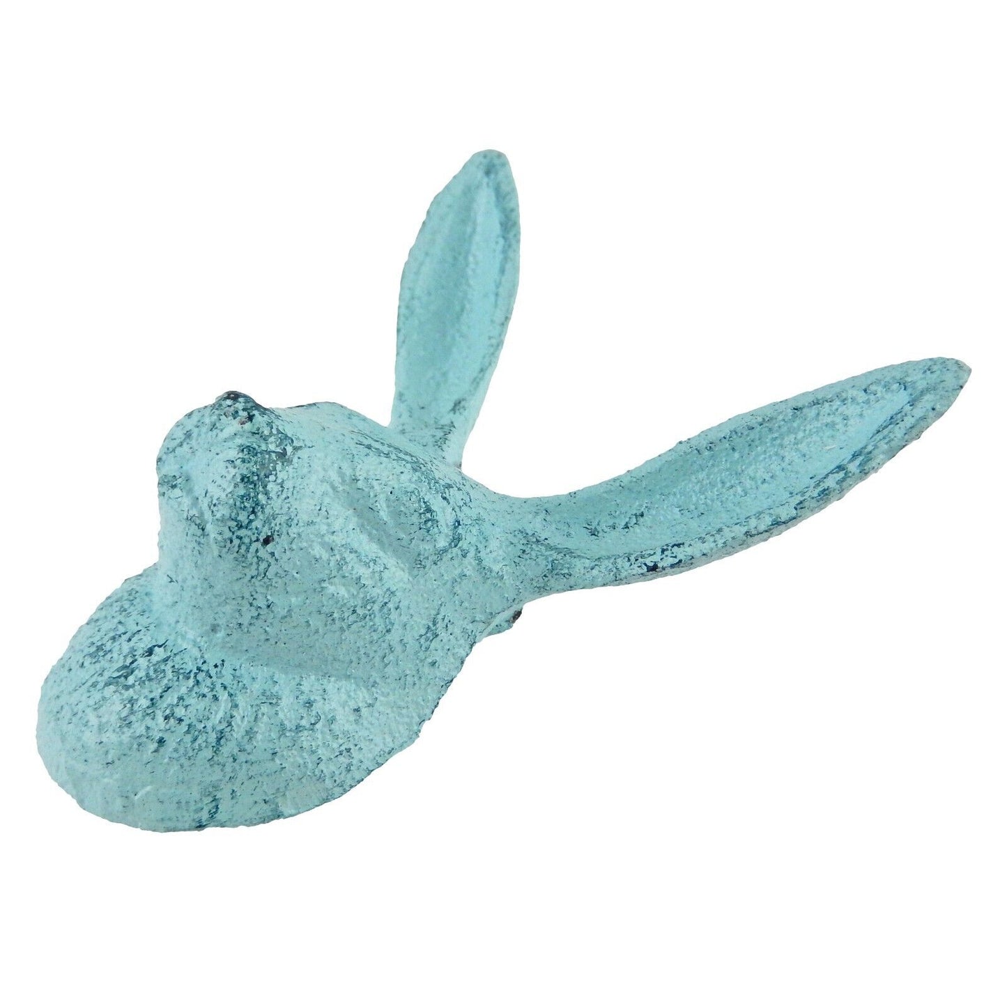 Cast Iron Bunny Rabbit Ears Wall Hook Coat Towel Hanger Rustic Blue Finish