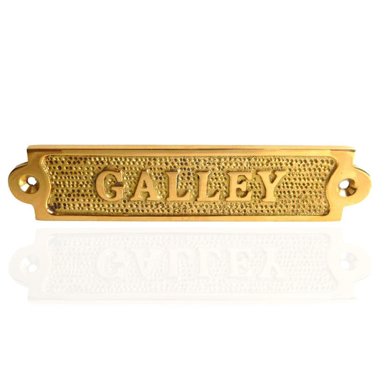 Metal Galley Ship Sign Polished Brass Nautical Beach House Boat Decor 5.5 inch