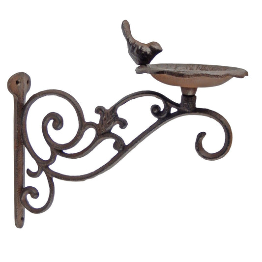 Cast Iron Scrolls Plant Hanger Bracket Hook Bird Feeder Garden Porch Decor Brown