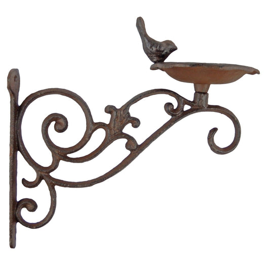 Cast Iron Scrolls Plant Hanger Bracket Hook Bird Feeder Garden Porch Decor Brown