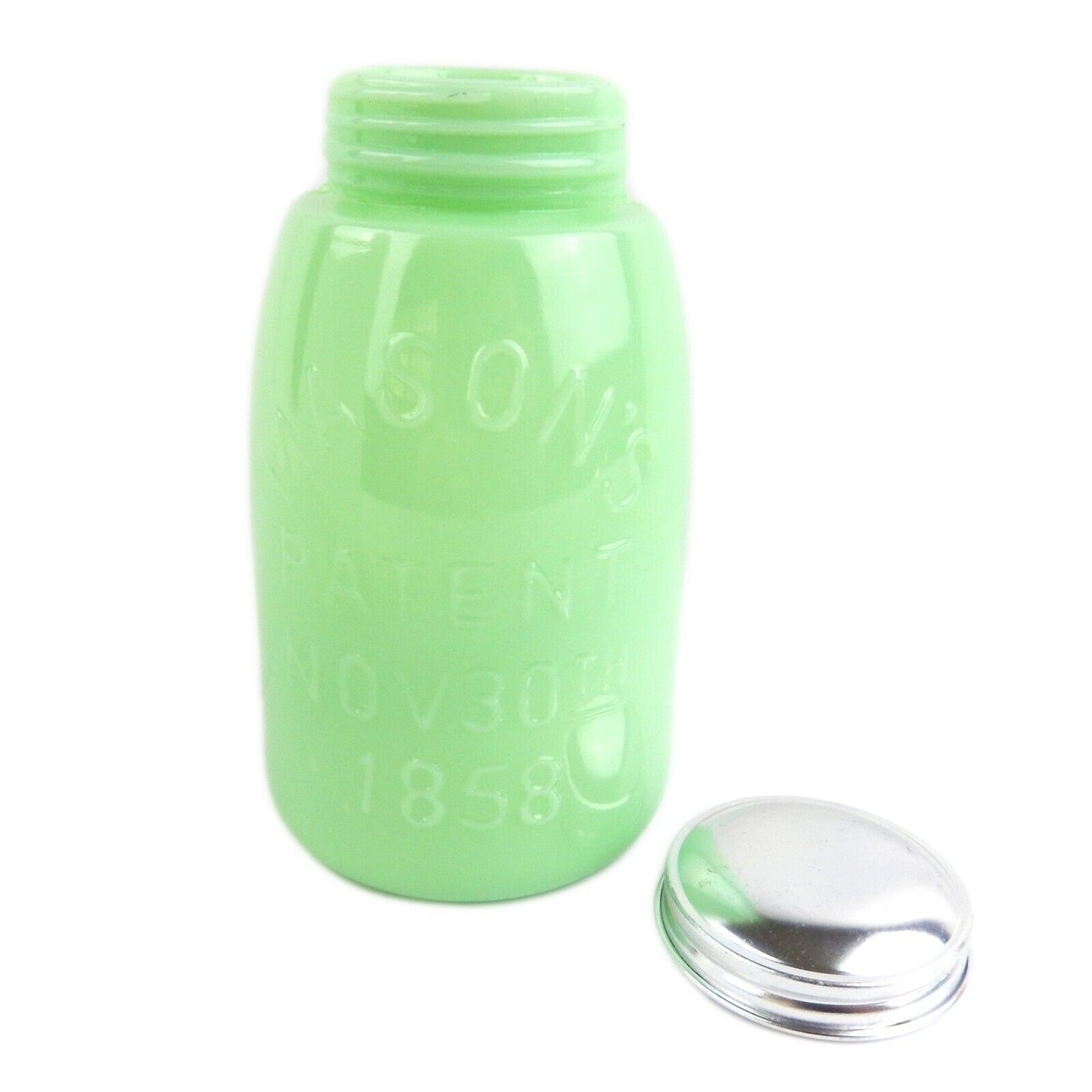 Jadeite Green Depression Style Glass Mason Jar Vintage Style Canister 5.5" Tall