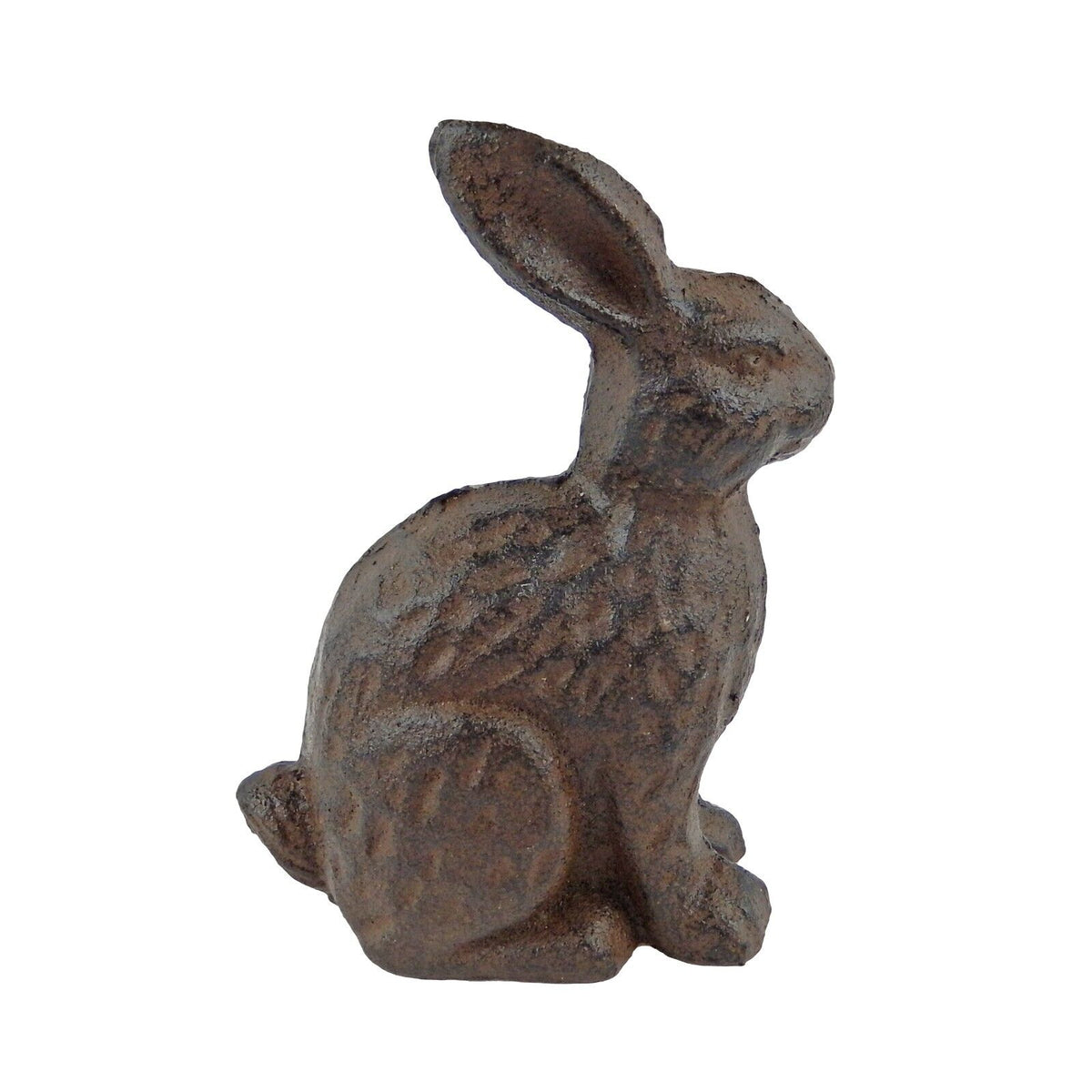 Small Cast Iron Bunny Rabbit Figurine Shelf Sitter Garden Yard Decor Brown