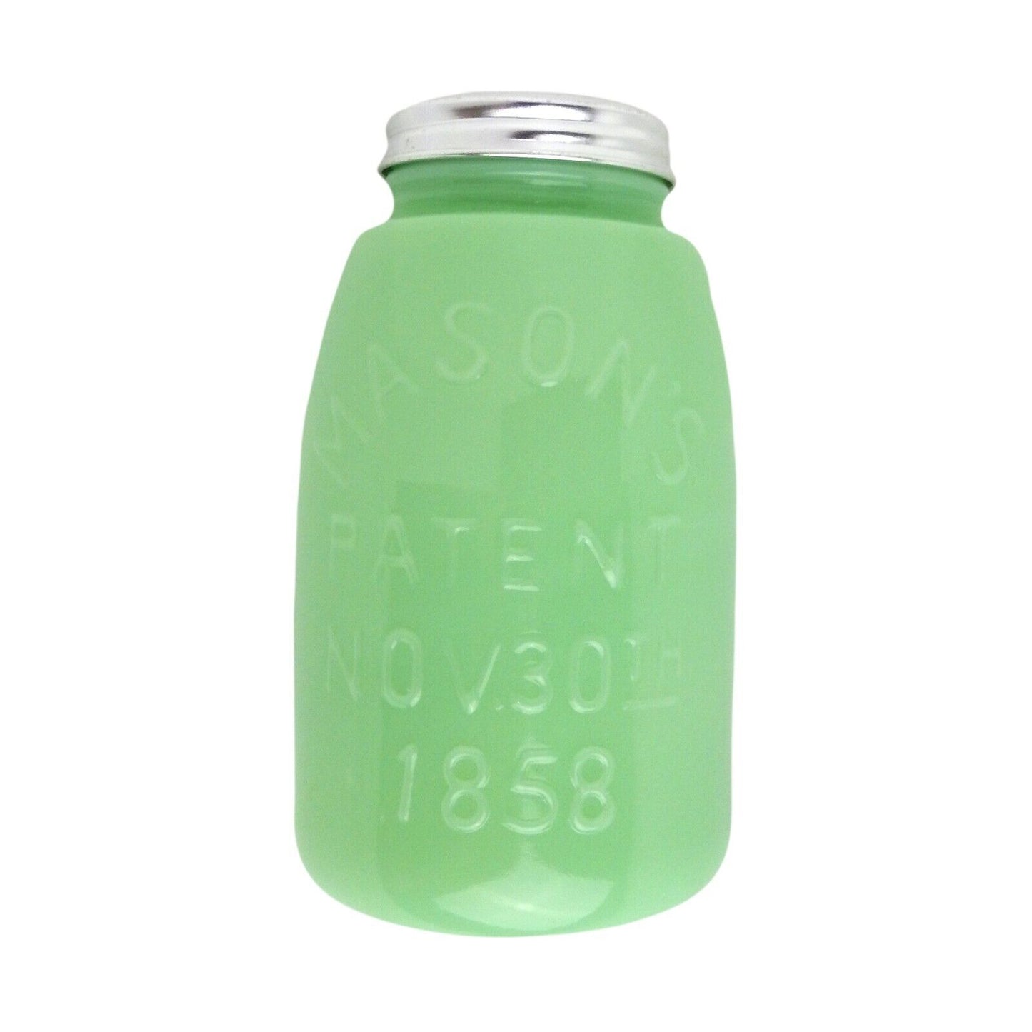 Jadeite Green Depression Style Glass Mason Jar Vintage Style Canister 5.5" Tall