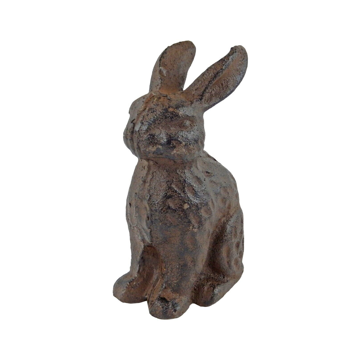 Small Cast Iron Bunny Rabbit Figurine Shelf Sitter Garden Yard Decor Brown