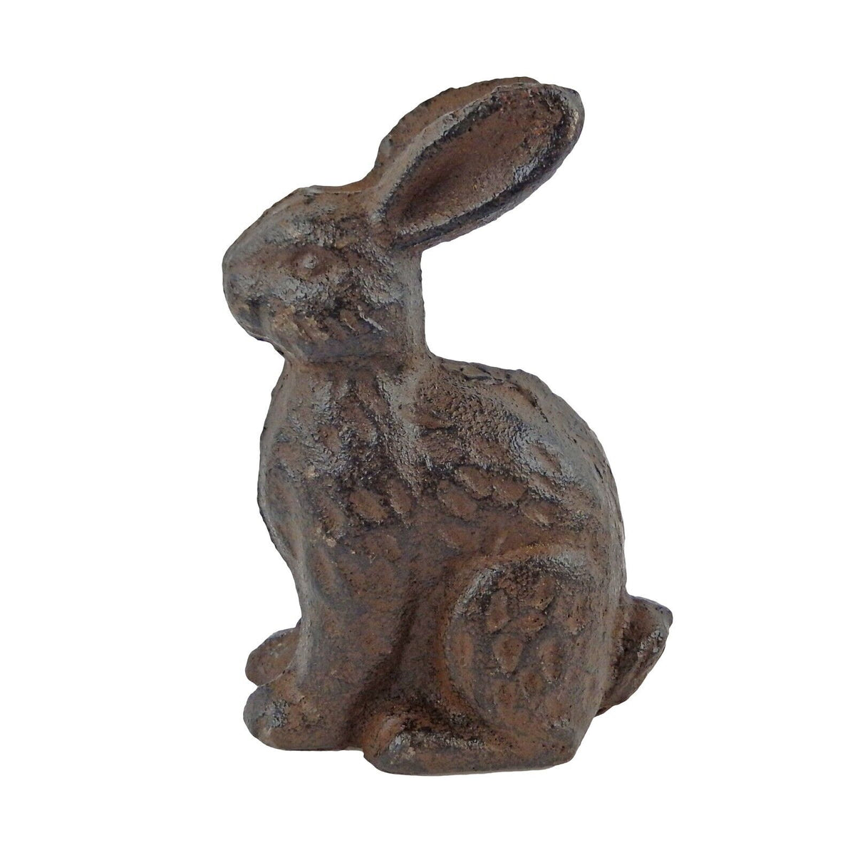 Small Cast Iron Bunny Rabbit Figurine Shelf Sitter Garden Yard Decor Brown