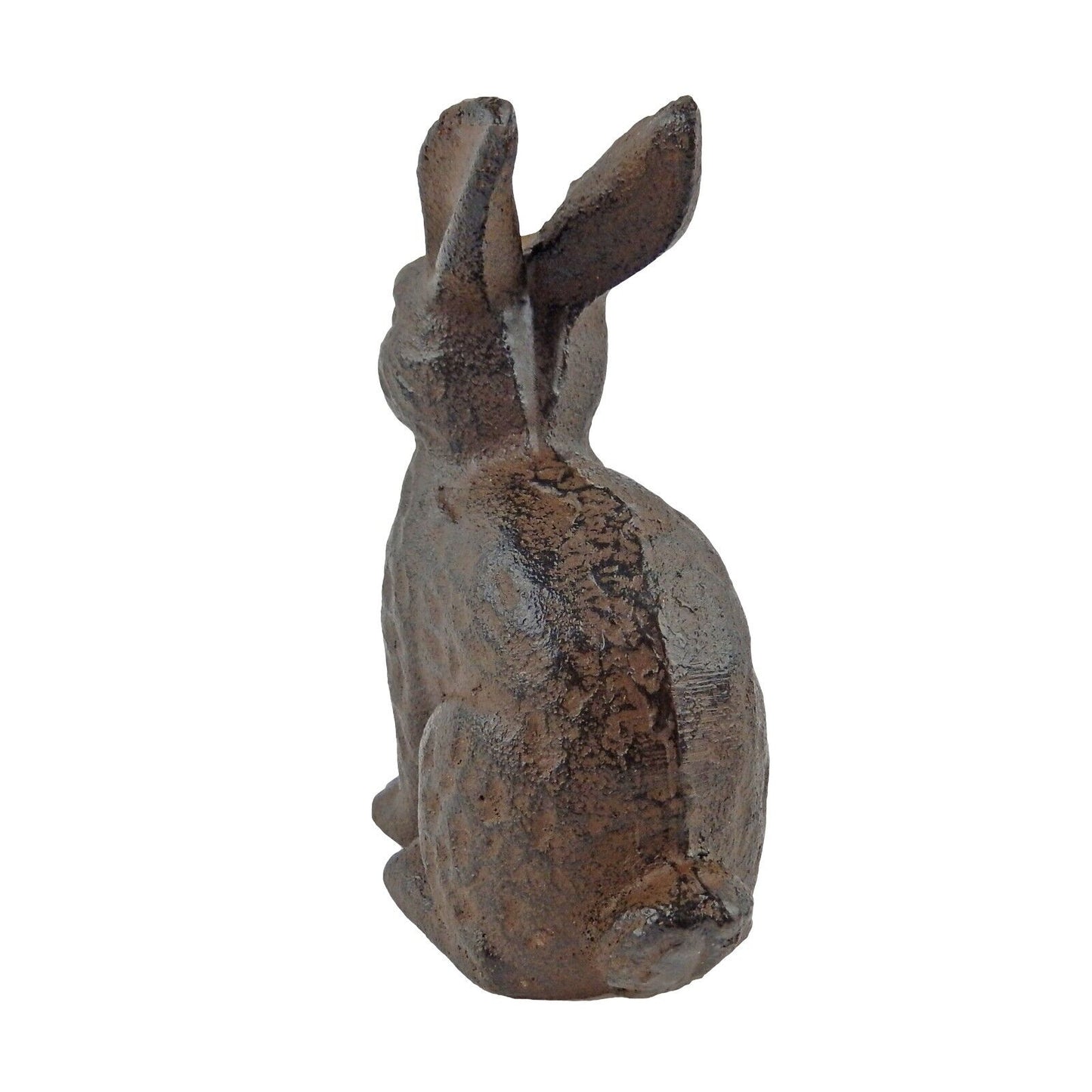 Small Cast Iron Bunny Rabbit Figurine Shelf Sitter Garden Yard Decor Brown