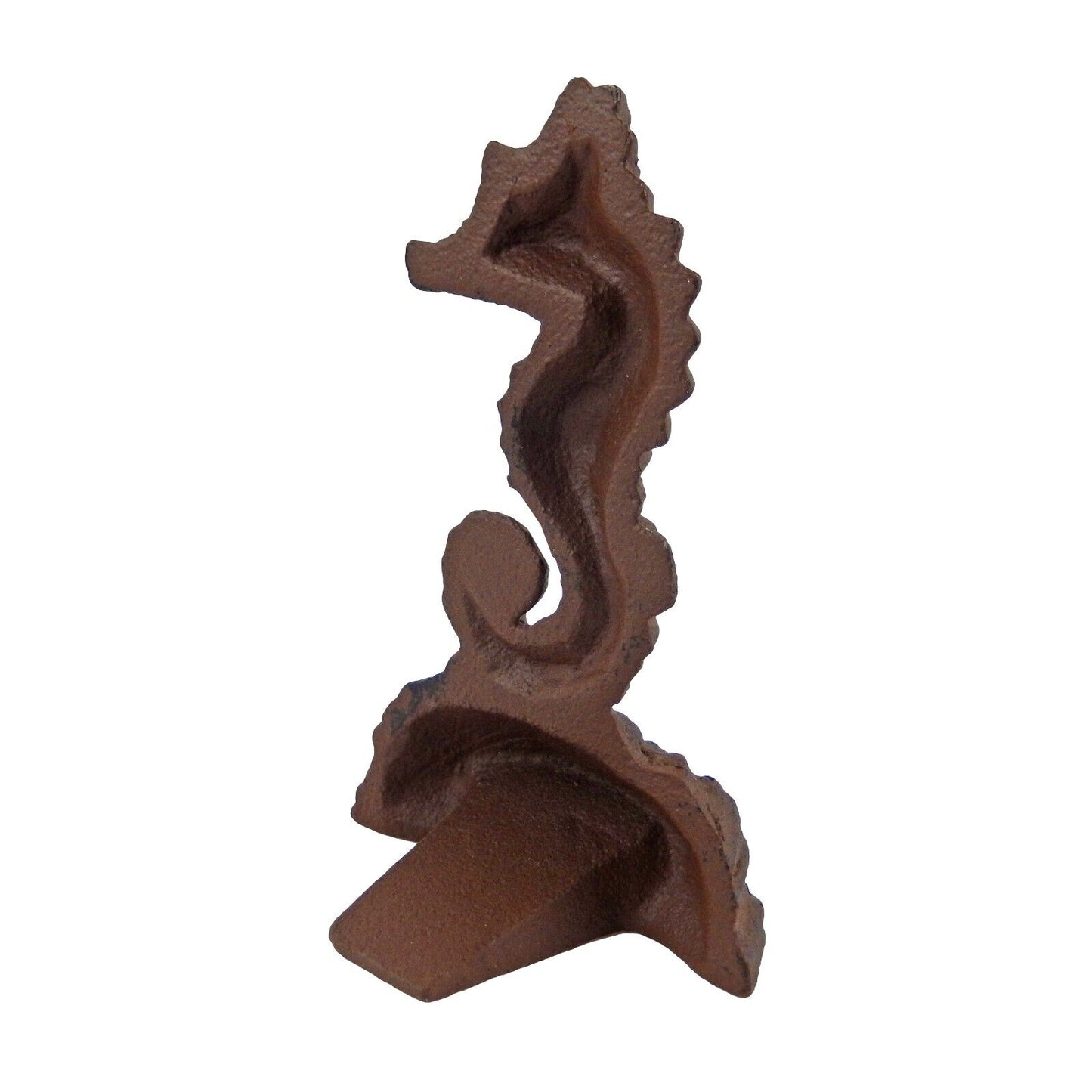 Small Cast Iron Seahorse Doorstop Wedge Nautical Seaside Beach Decor Brown 5 in