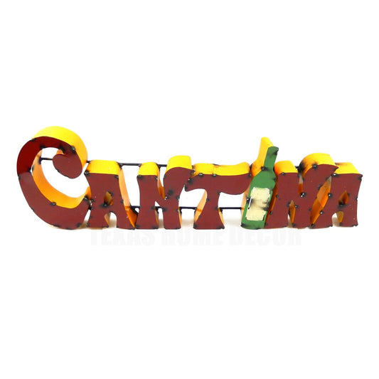 XL Cantina Recycled Metal Sign Colorful Mexican Bar Kitchen Wall Decor 26.5 in