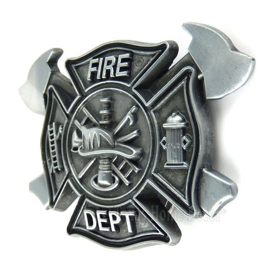 Firefighter Men's Belt Buckle Antique Silver Tone Fits 1.5" Belts Maltese Cross