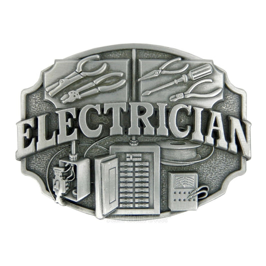 Electrician Men's Belt Buckle Antique Silver Fits up to 1.5" Belt Width