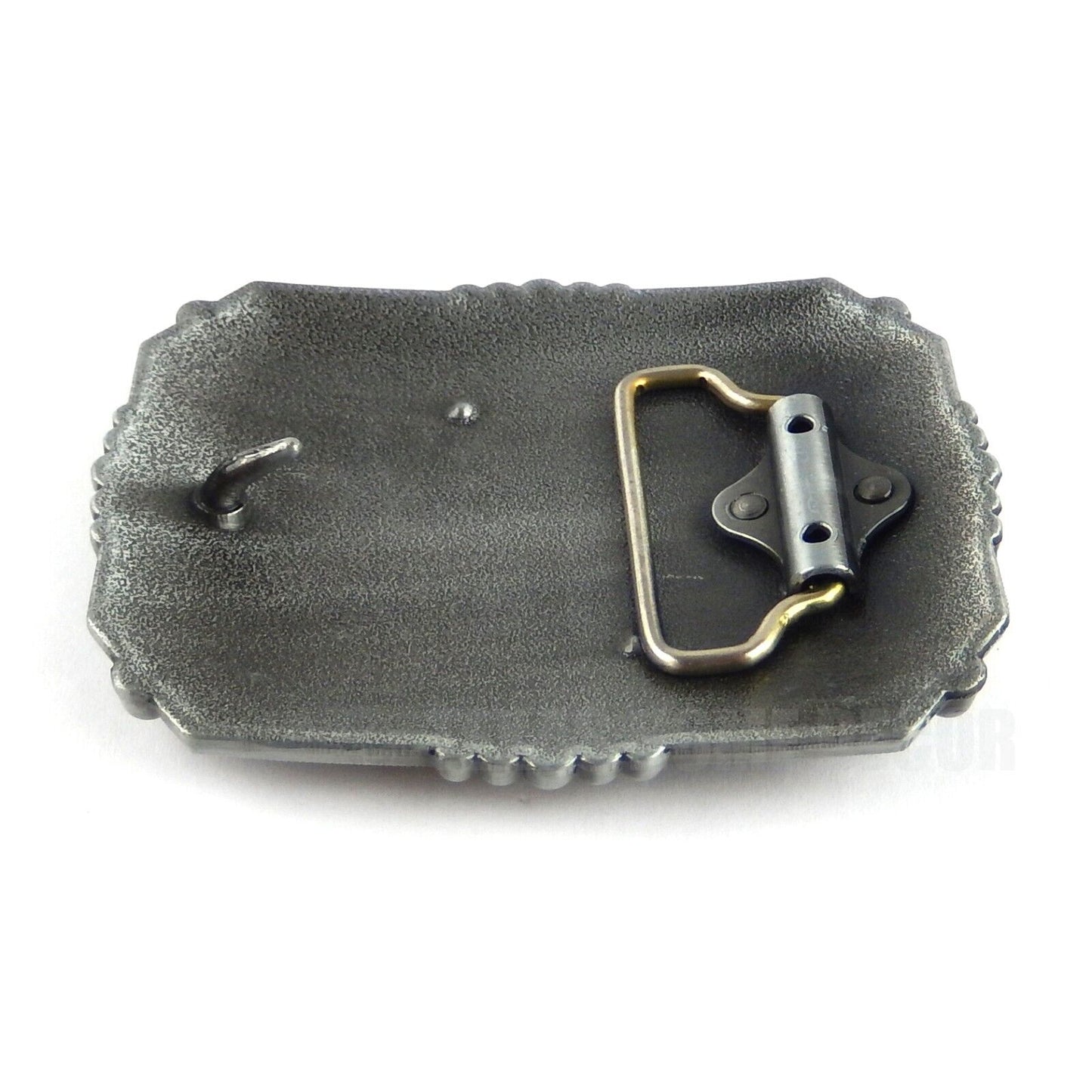 Western Floral Belt Buckle Praying Cowboy Kneeling at Cross Antique Silver Tone