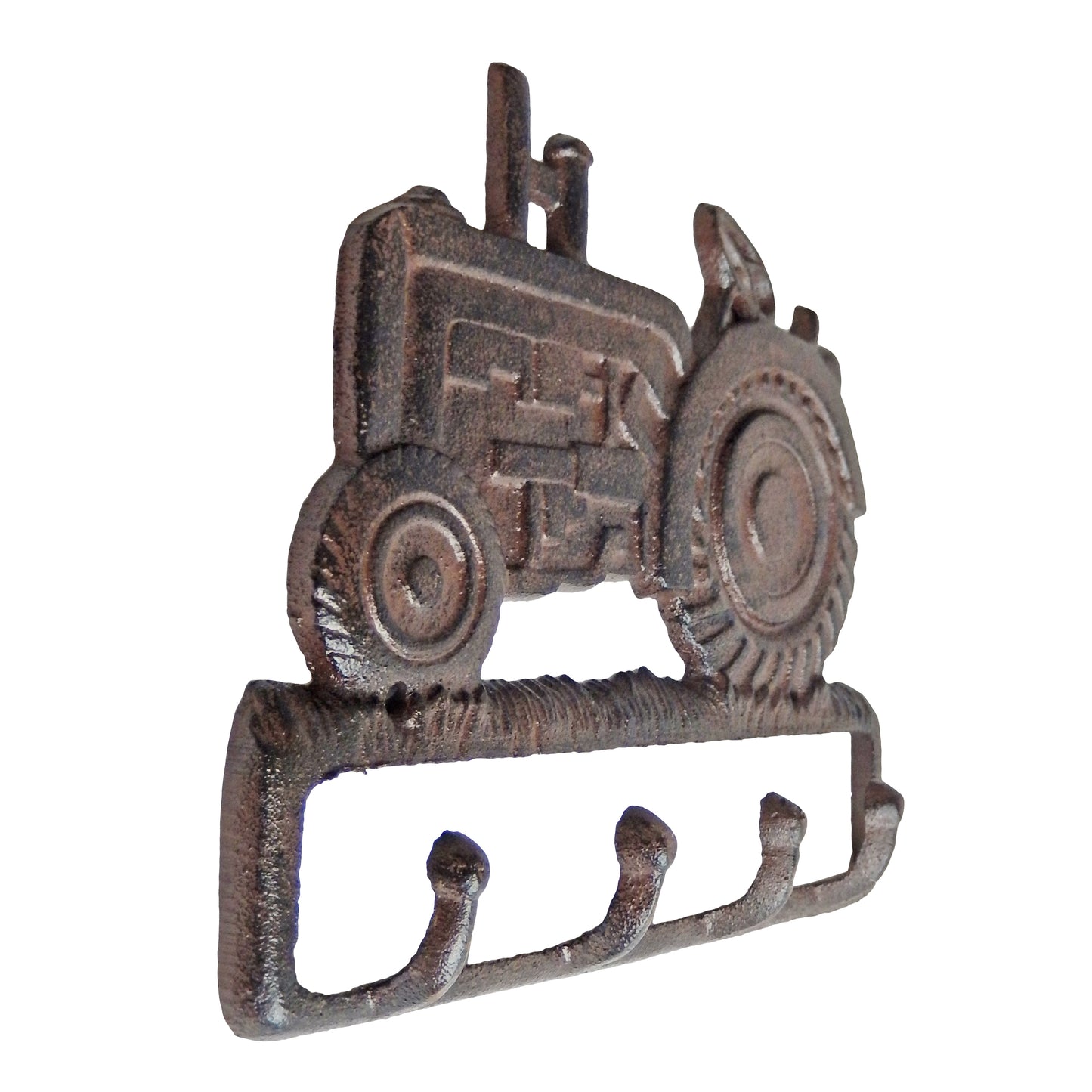 Brown Cast Iron Tractor Wall Hook Rack Key Towel Coat Hanger Rustic Farm Decor