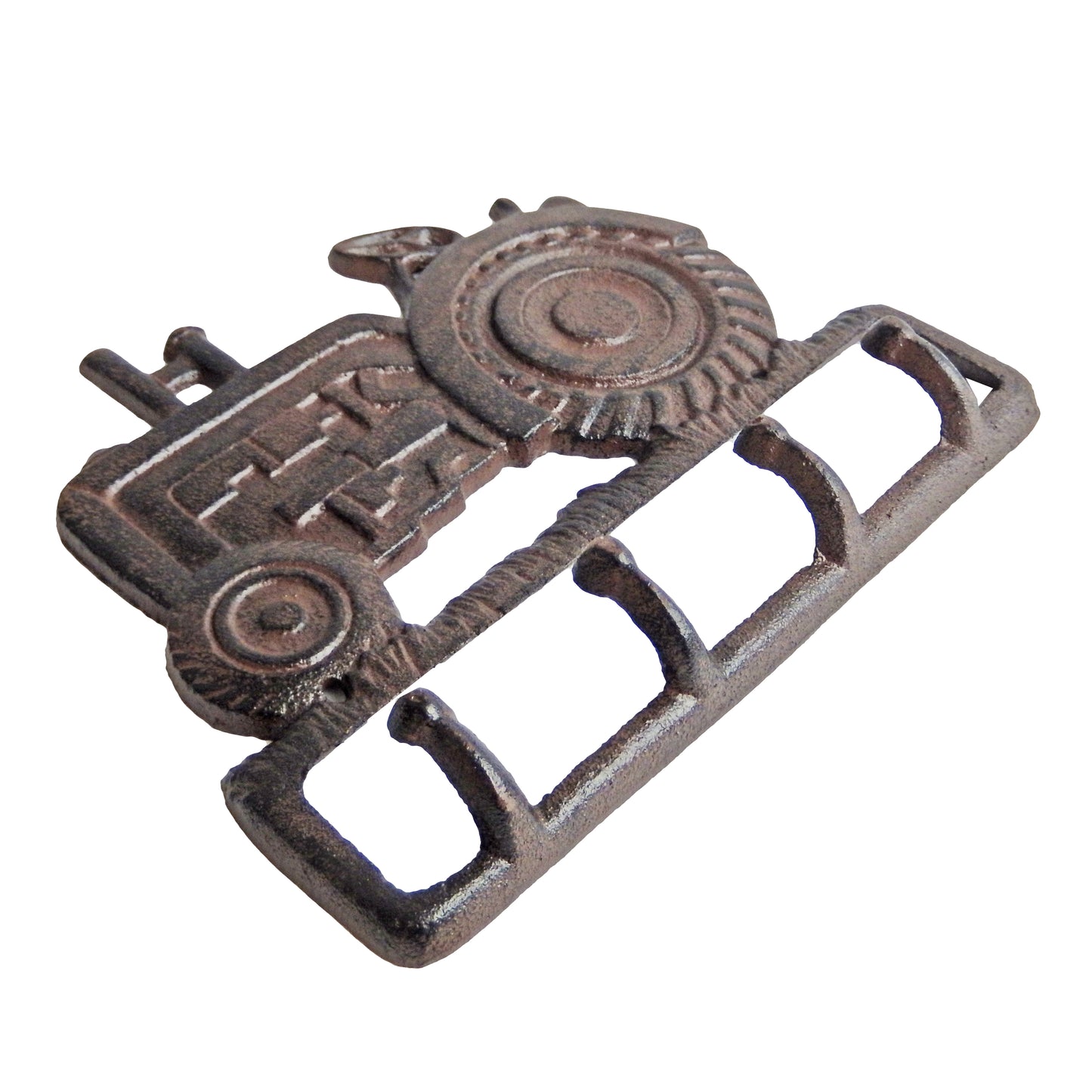 Brown Cast Iron Tractor Wall Hook Rack Key Towel Coat Hanger Rustic Farm Decor