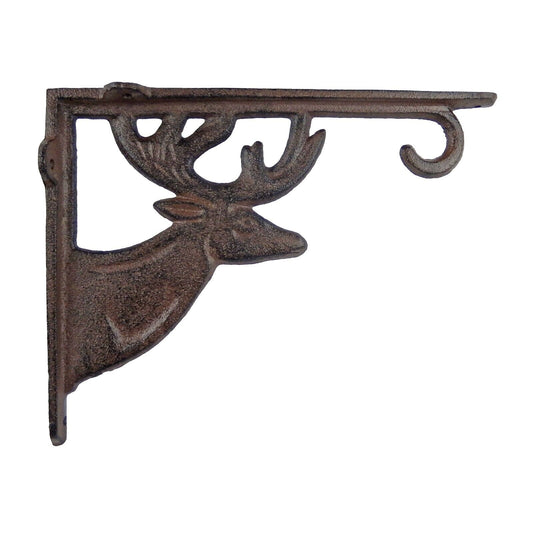 2 Cast Iron Deer Shelf Bracket Hook Corner Accent Brace Rustic 8.75 in x 6.5 in
