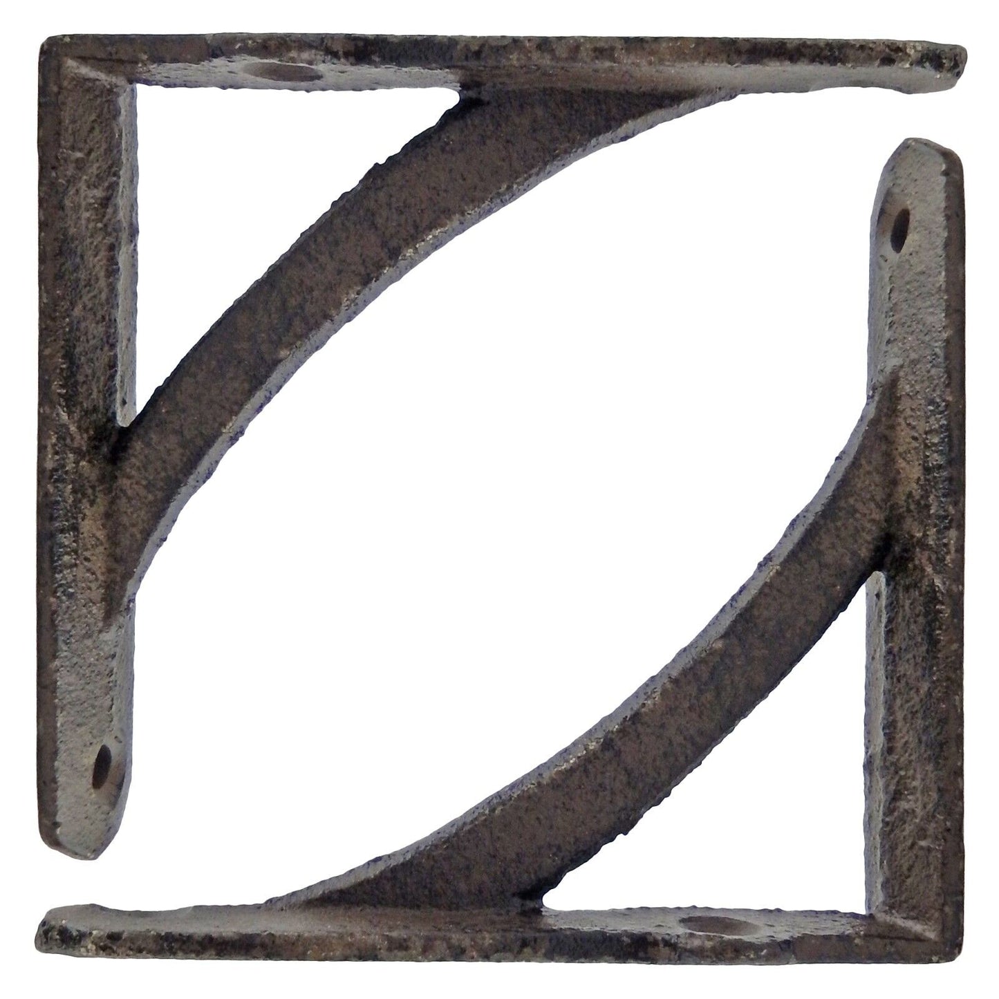 2 Small Simple Cast Iron Shelf Brackets Rustic Antique Style Corner Braces 3.75"